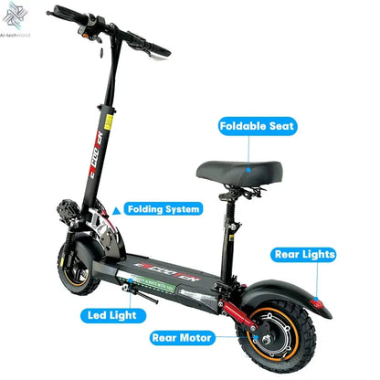 EU USA Warehouse Adult Electric Scooter 48v 13ah 16Ah Escooter Kick Scooter Lightweight Long Range 35-55km Scooters 800w Ai-TechWorld 