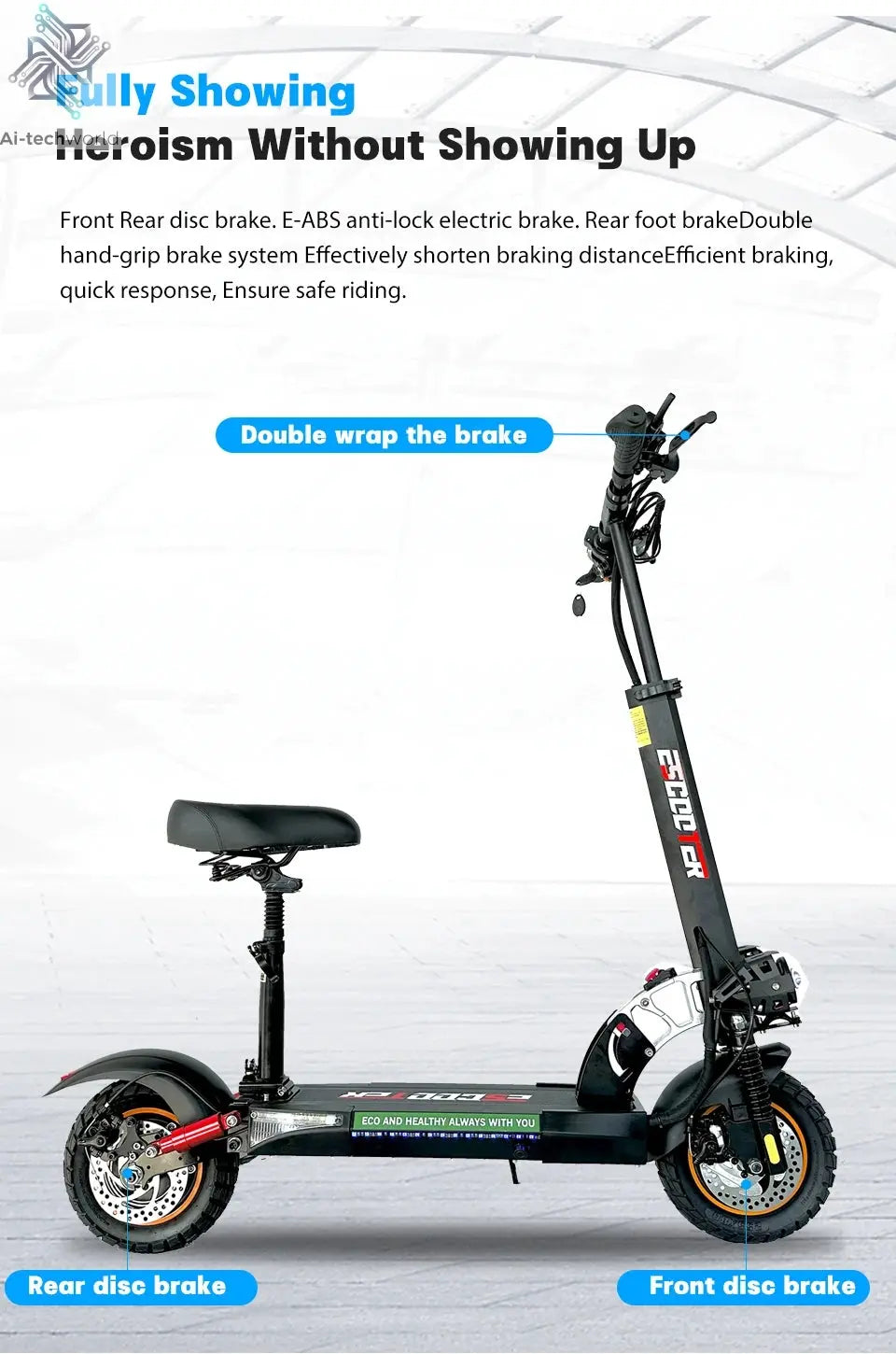 EU USA Warehouse Adult Electric Scooter 48v 13ah 16Ah Escooter Kick Scooter Lightweight Long Range 35-55km Scooters 800w Ai-TechWorld 