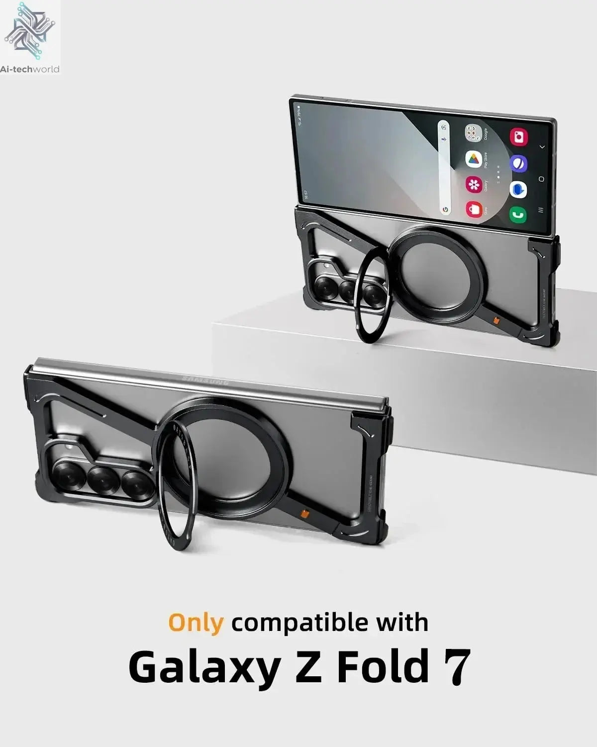 Eary Frameless Case for Samsung Galaxy Z Fold 7 Magsafe with 360°Rotating Magnetic Stand Metal Shockproof Protector Phone Cover Ai-TechWorld 