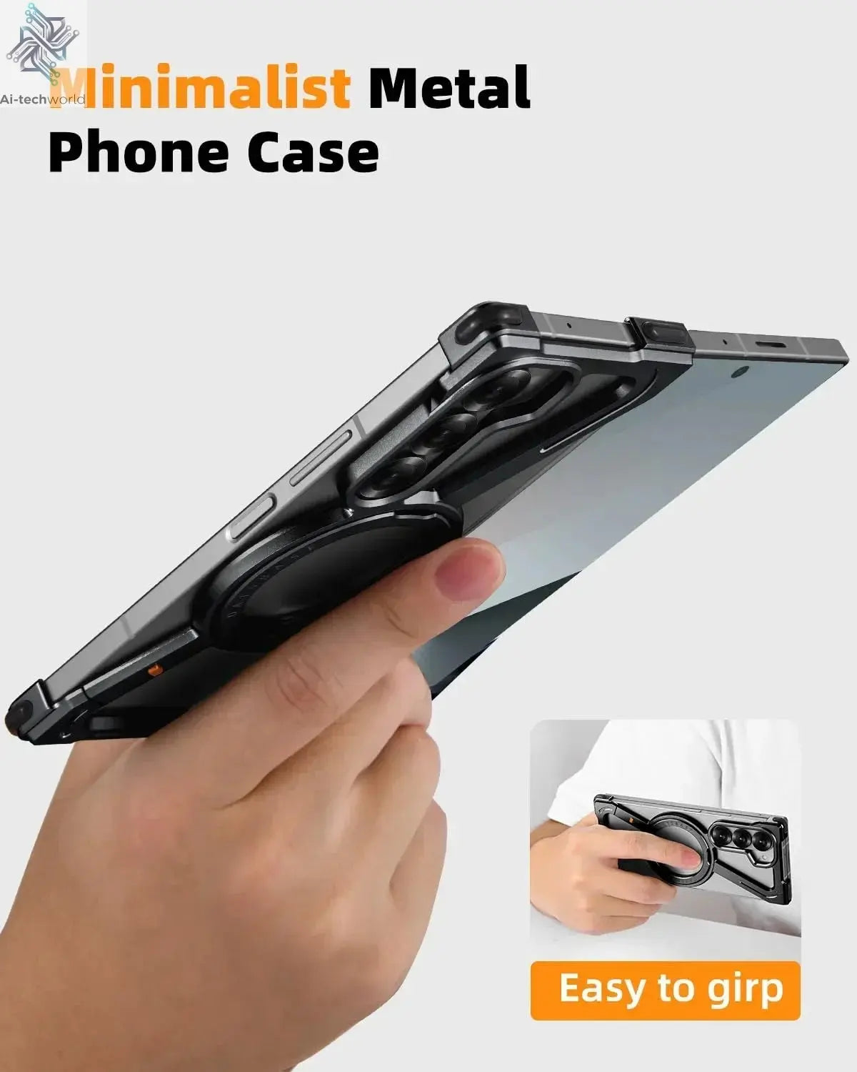 Eary Frameless Case for Samsung Galaxy Z Fold 7 Magsafe with 360°Rotating Magnetic Stand Metal Shockproof Protector Phone Cover Ai-TechWorld 