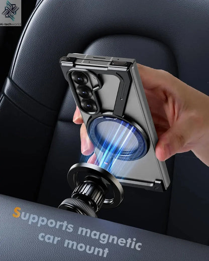 Eary Frameless Case for Samsung Galaxy Z Fold 7 Magsafe with 360°Rotating Magnetic Stand Metal Shockproof Protector Phone Cover Ai-TechWorld 