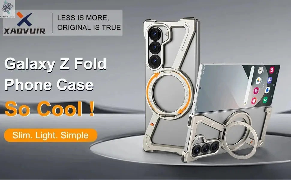 Eary Frameless Case for Samsung Galaxy Z Fold 7 Magsafe with 360°Rotating Magnetic Stand Metal Shockproof Protector Phone Cover Ai-TechWorld 