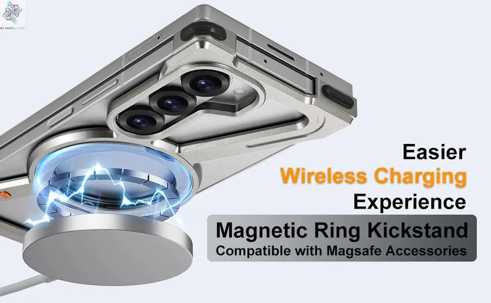 Eary Frameless Case for Samsung Galaxy Z Fold 7 Magsafe with 360°Rotating Magnetic Stand Metal Shockproof Protector Phone Cover Ai-TechWorld 