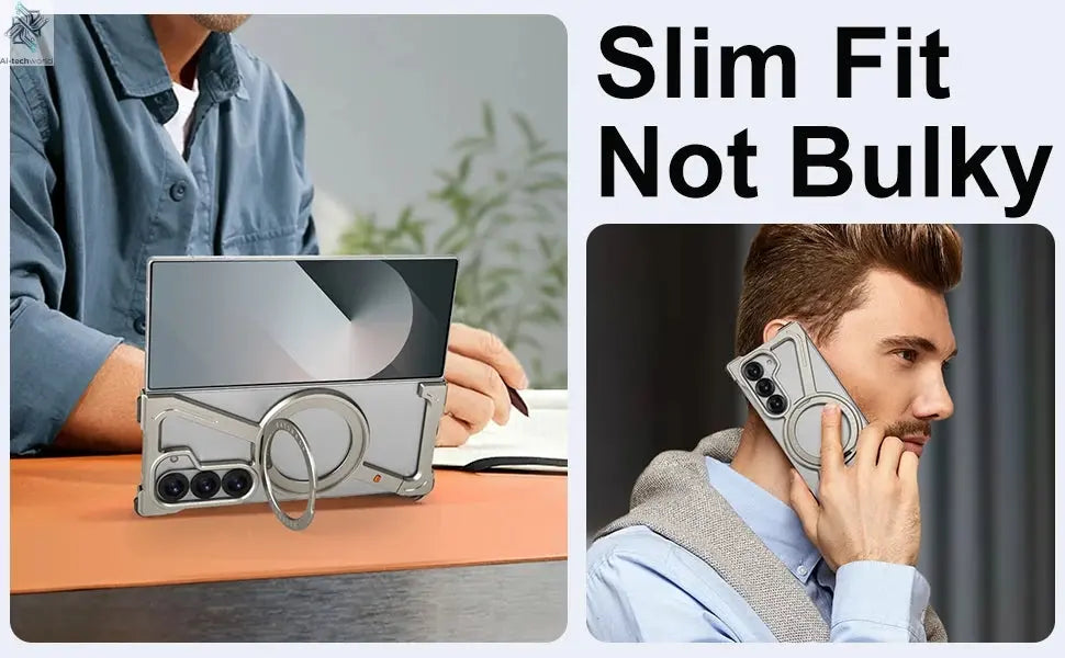 Eary Frameless Case for Samsung Galaxy Z Fold 7 Magsafe with 360°Rotating Magnetic Stand Metal Shockproof Protector Phone Cover Ai-TechWorld 