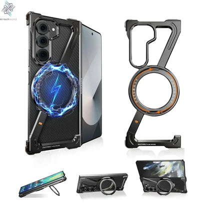 Eary Frameless Case for Samsung Galaxy Z Fold 7 Magsafe with 360°Rotating Magnetic Stand Metal Shockproof Protector Phone Cover Ai-TechWorld 
