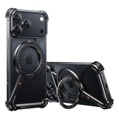 Eary Frameless Case for iPhone 17 Pro/Pro Max/17 Air with 360°Rotate Stand Aluminum Metal Shell Shockproof Protector Phone Cover Ai-TechWorld 