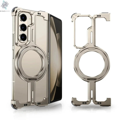Eary for Samsung Galaxy Z Fold 6 5 Case with Magnetic Stand Magsafe Protective Cover Metals Frameless Bumper Wireless Charging Ai-TechWorld 