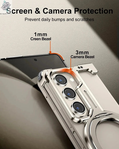 Eary for Samsung Galaxy Z Fold 6 5 Case with Magnetic Stand Magsafe Protective Cover Metals Frameless Bumper Wireless Charging Ai-TechWorld 