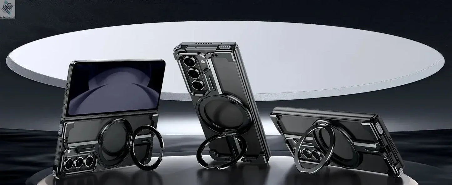 Eary for Samsung Galaxy Z Fold 6 5 Case with Magnetic Stand Magsafe Protective Cover Metals Frameless Bumper Wireless Charging Ai-TechWorld 