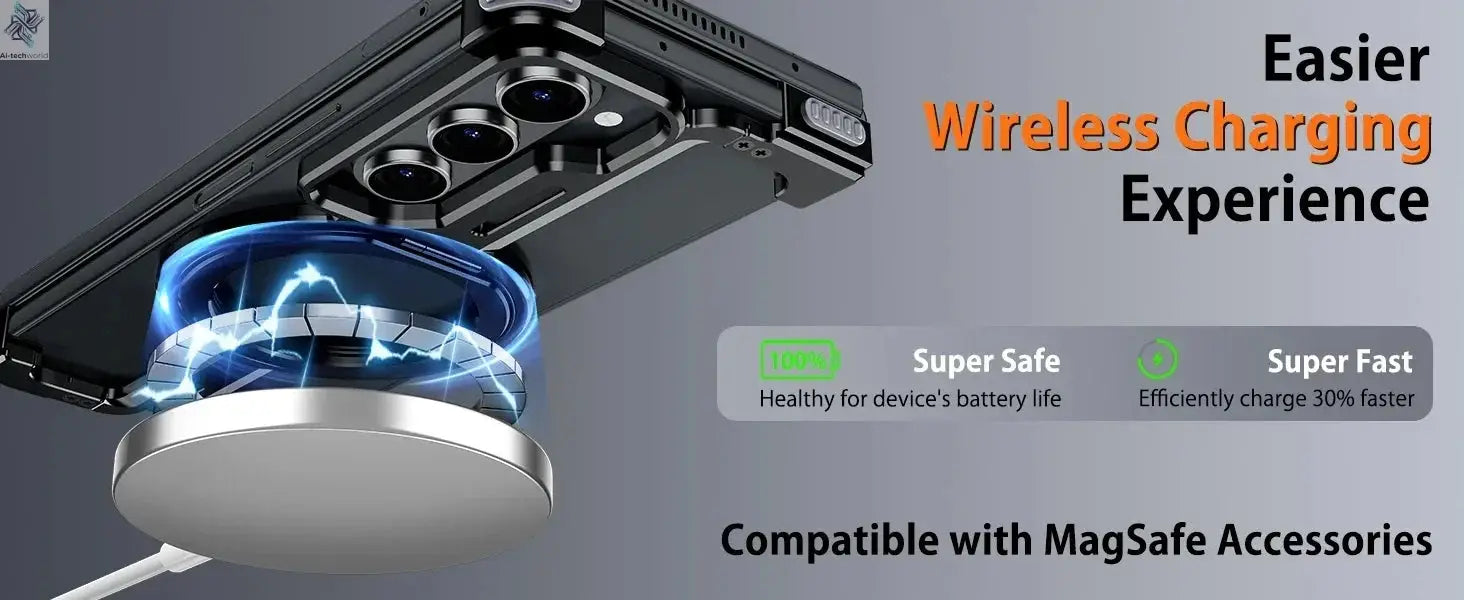 Eary for Samsung Galaxy Z Fold 6 5 Case with Magnetic Stand Magsafe Protective Cover Metals Frameless Bumper Wireless Charging Ai-TechWorld 