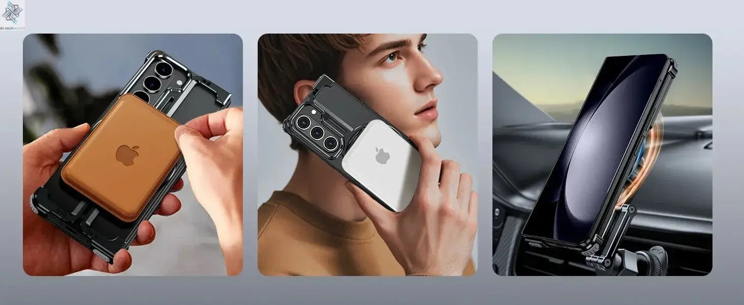 Eary for Samsung Galaxy Z Fold 6 5 Case with Magnetic Stand Magsafe Protective Cover Metals Frameless Bumper Wireless Charging Ai-TechWorld 