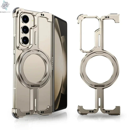 Eary for Samsung Galaxy Z Fold 6 5 Case with Magnetic Stand Magsafe Protective Cover Metals Frameless Bumper Wireless Charging Ai-TechWorld 