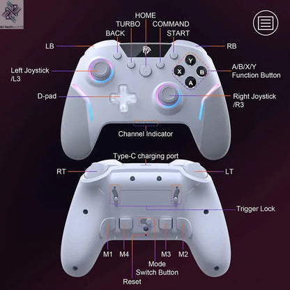 EasySMX Enhanced Controller X20 RGB Gamepad Compatible with PC/Switch/Phone/TV/Steam, Gyroscope Micro Triggers Joystick Ai-TechWorld 