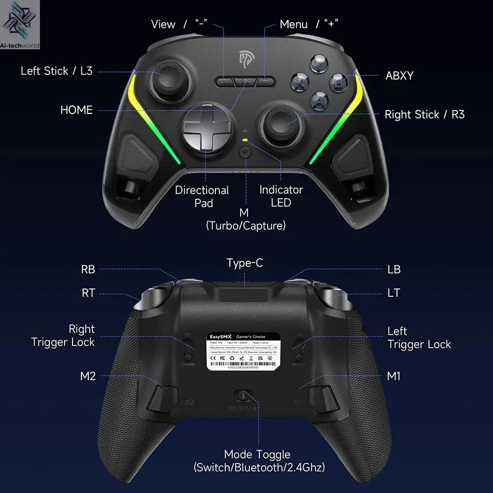 EasySMX TMR Stick Controller D10 Wireless Gamepad Compatible with PC/Switch/Steam/Phone/TV, Charging Dock, Micro Triggers Ai-TechWorld 