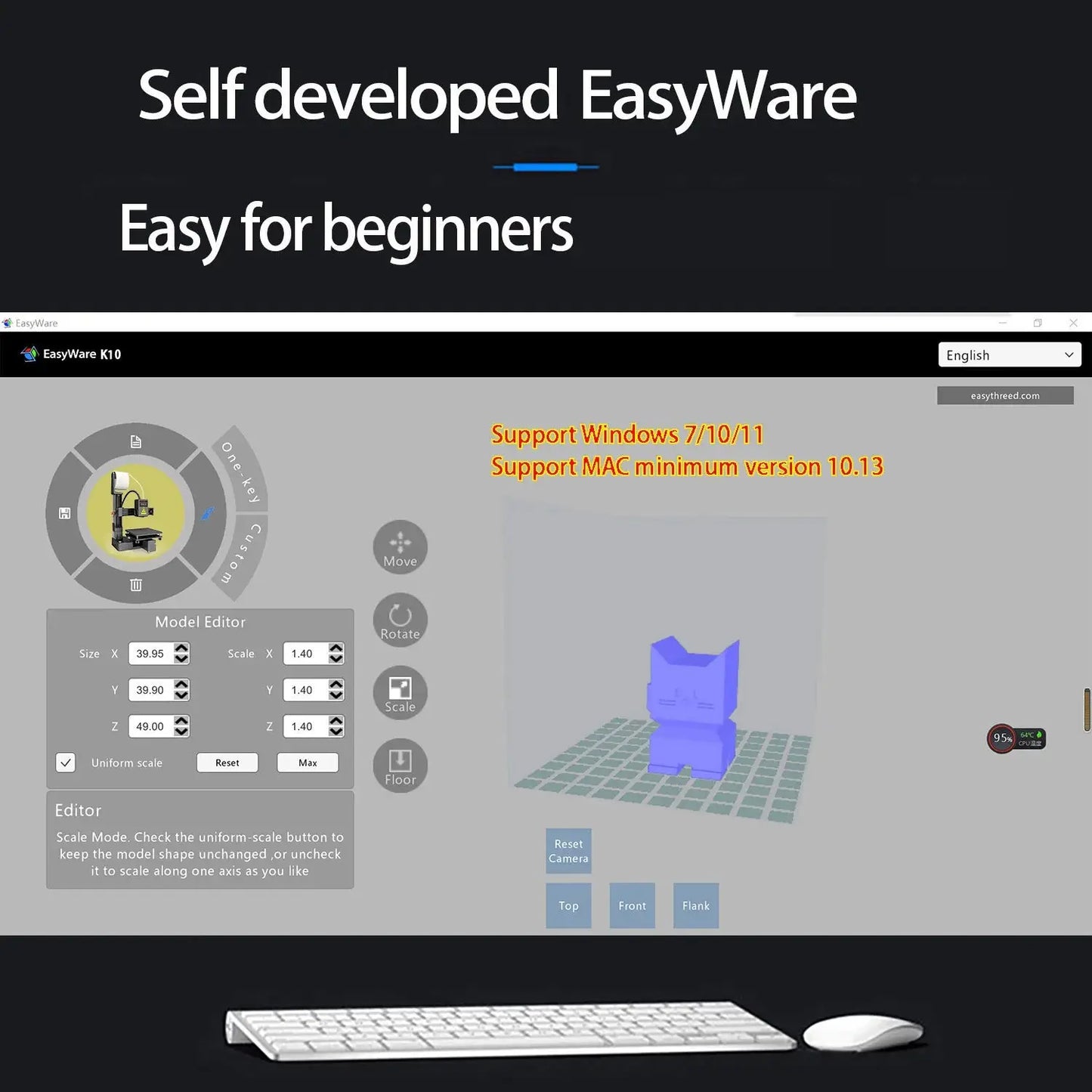 EasyThreed 3D Printer  Entry Level  Compatible with PLA TPU 1.75mm Filament  include Power Adaptor. Ai-TechWorld 