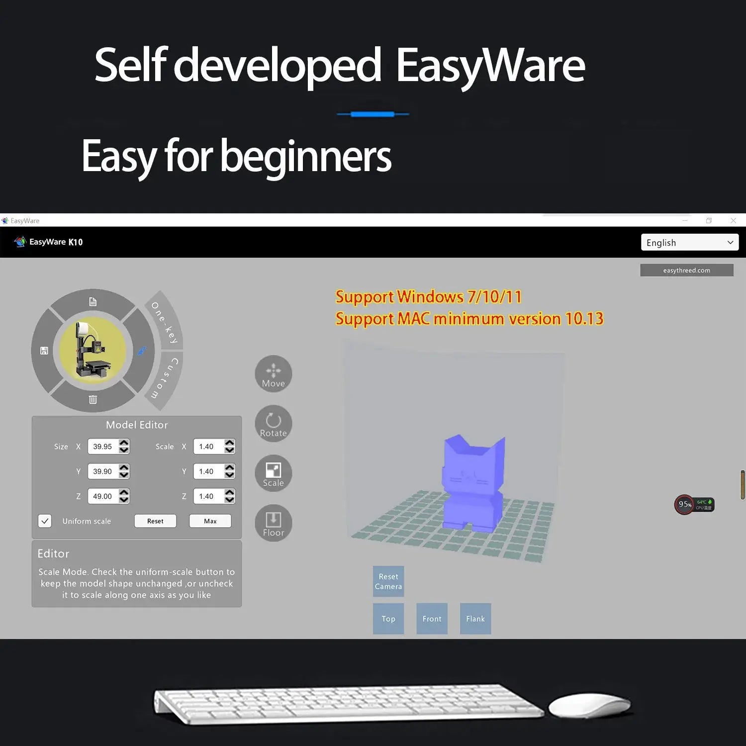 EasyThreed 3D Printer  Entry Level  Compatible with PLA TPU 1.75mm Filament  include Power Adaptor. Ai-TechWorld 