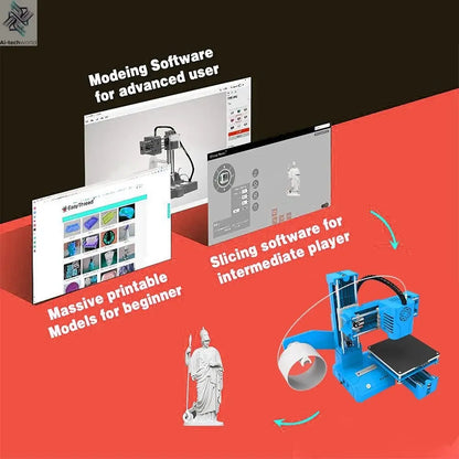 EasyThreed K9 Mini 3D Printer Easy to Use Entry Level Gift 3D Printer FDM TPU PLA Filament 1.75mm Black Ai-TechWorld