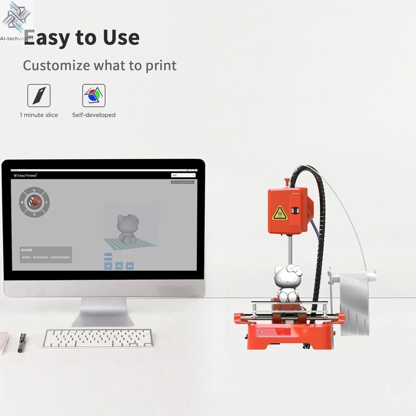 Easythreed 3D Printer K9 Easy To Use One-click Print Mainboard With Magnetic Platform Desktop Mini Printer K7 For Beginner Ai-TechWorld