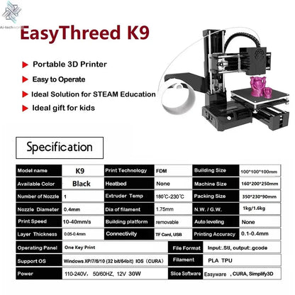 Easythreed 3D Printer K9 Easy To Use One-click Print Mainboard With Magnetic Platform Desktop Mini Printer K7 For Beginner Ai-TechWorld