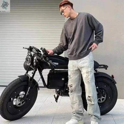 Ebike ZPW Black Warrior 3000W 60V 45AH Camping Motorcycle, Adult Electric Bike 20 Inch Fat Tire Electric Bike Ai-TechWorld 