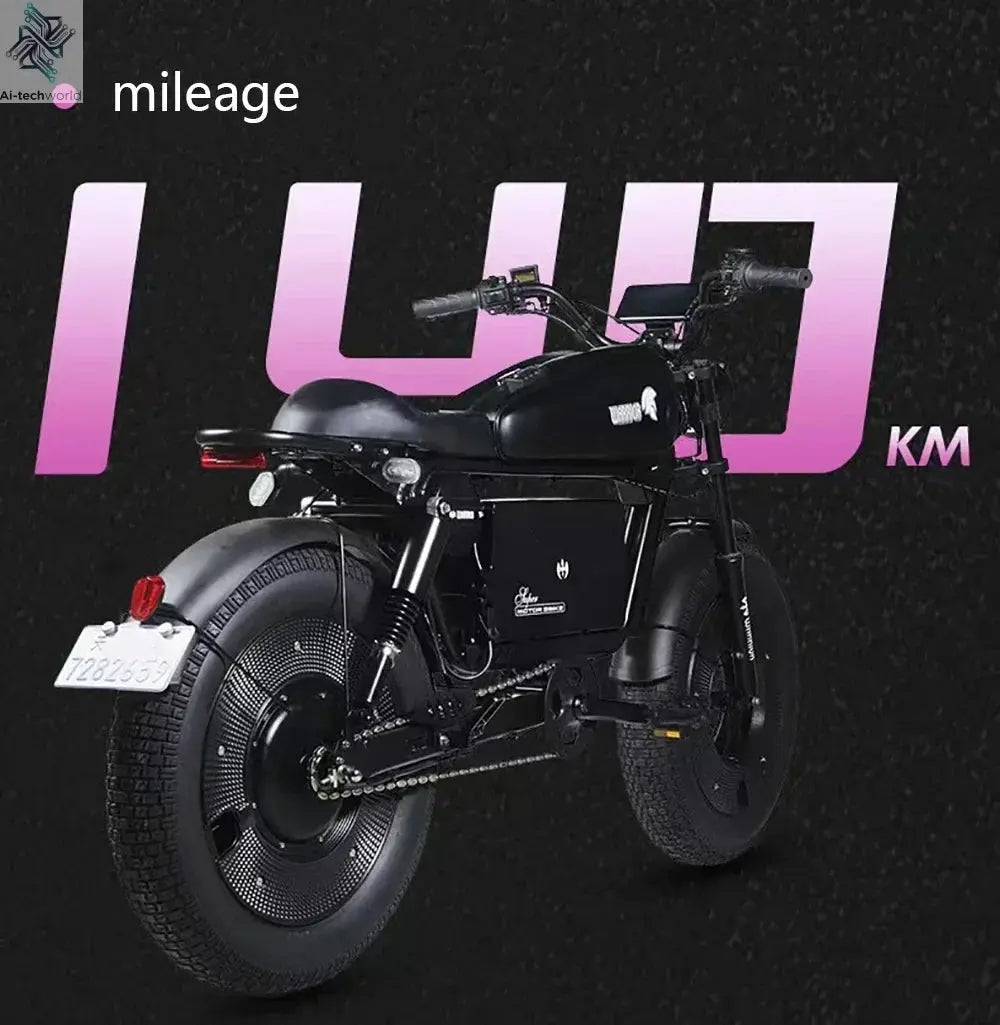 Ebike ZPW Black Warrior 3000W 60V 45AH Camping Motorcycle, Adult Electric Bike 20 Inch Fat Tire Electric Bike Ai-TechWorld 