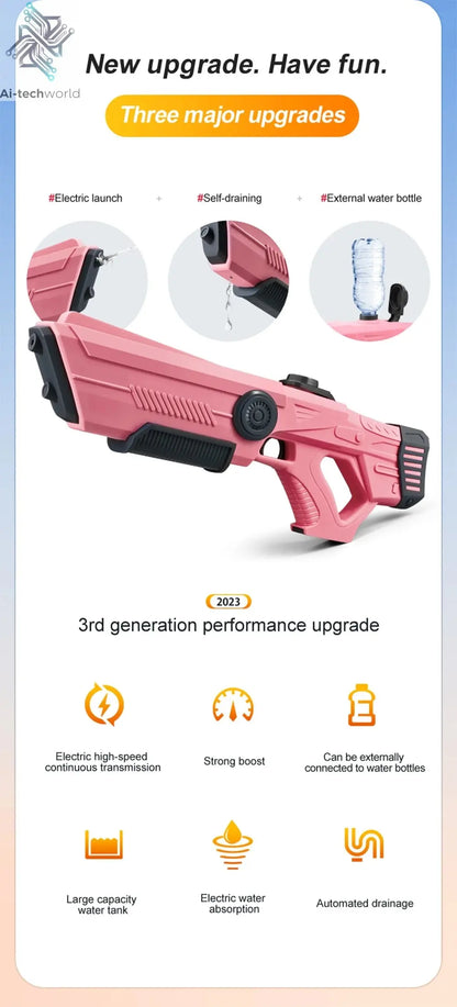 Electric Automatic Water Storage Gun Toys Portable Children Summer Beach Outdoor Fight Fantasy Spray Gun Toys Boy Kid Adult Game Ai-TechWorld 