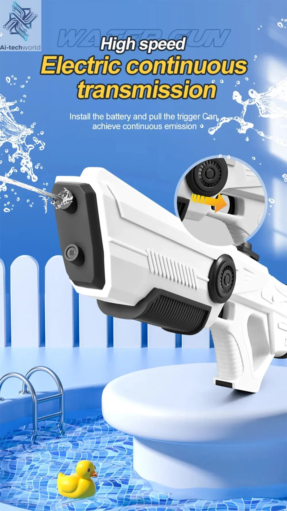 Electric Automatic Water Storage Gun Toys Portable Children Summer Beach Outdoor Fight Fantasy Spray Gun Toys Boy Kid Adult Game Ai-TechWorld 