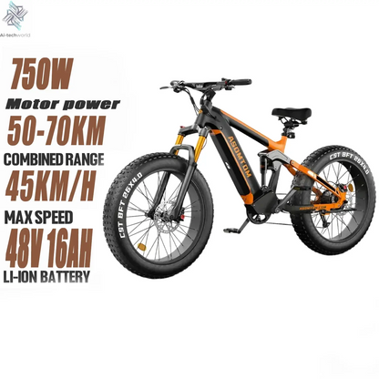 Electric Bike SR6 750W motor 48V16AH Battery Adult Electric Bicycle Hydraulic Brake 26 Inch Fat Tire mountainoff-road E-bike Ai-TechWorld 