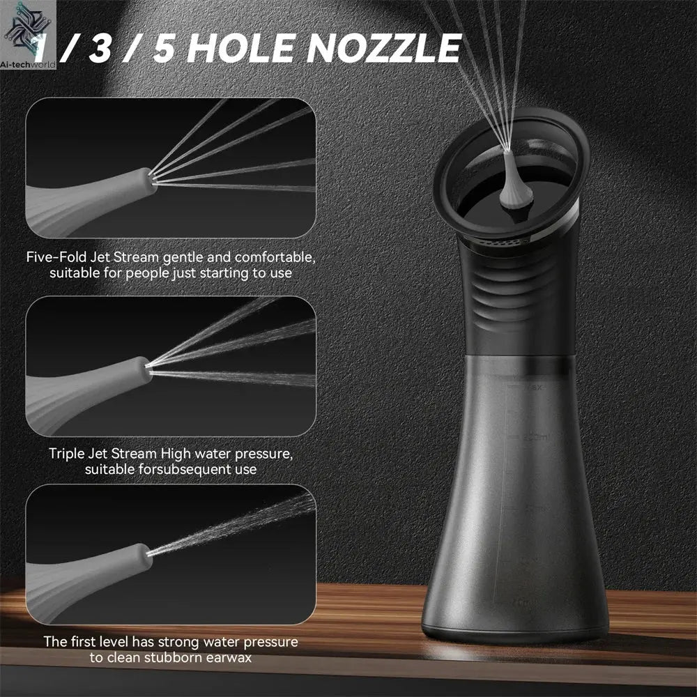 Electric Ear Wax Removal System Water Powered Ear Cleaning Tool with Irrigation Flusher 3 Pressure Settings Safe & Effective Ai-TechWorld 