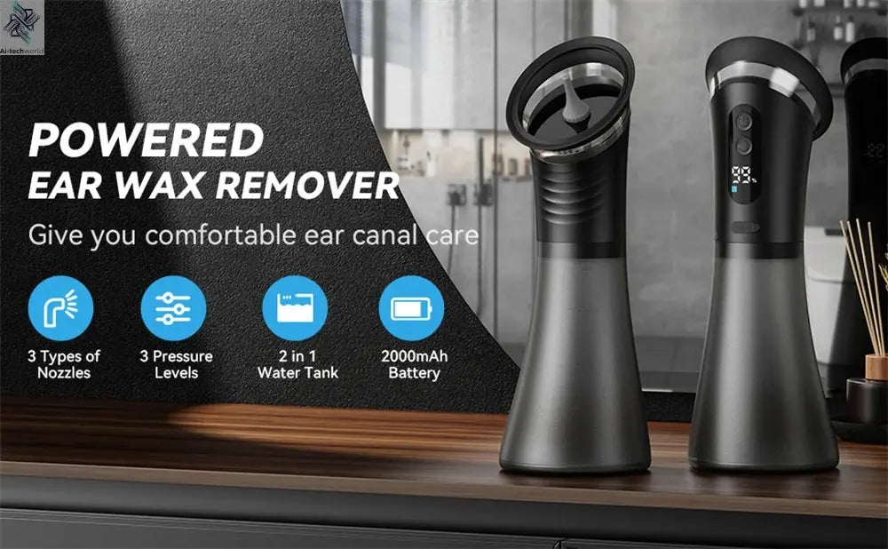 Electric Ear Wax Removal System Water Powered Ear Cleaning Tool with Irrigation Flusher 3 Pressure Settings Safe & Effective Ai-TechWorld 