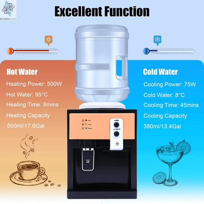 Electric Hot and Cold Water Cooler Dispenser Versatile Desktop Top Loading Water Dispenser for Home Office (110V US / 220V EU) Ai-TechWorld 