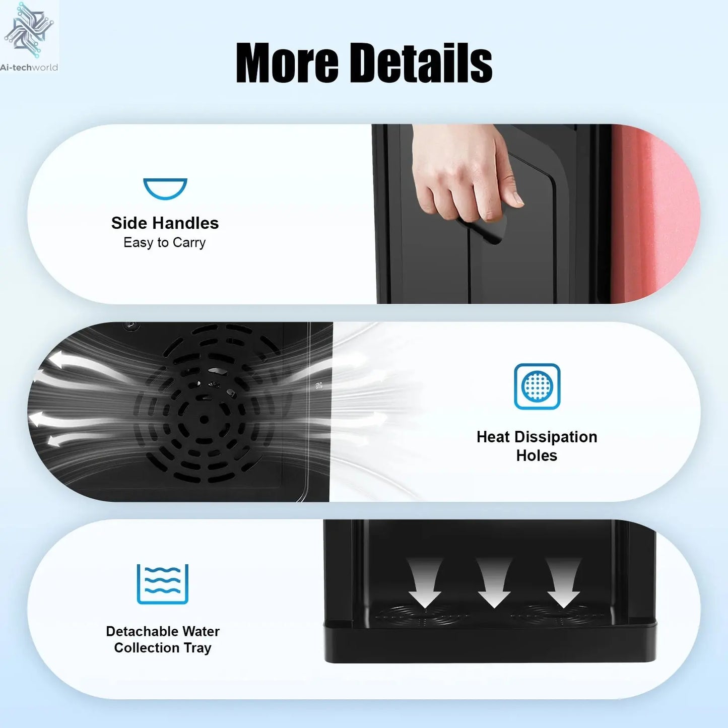 Electric Hot and Cold Water Cooler Dispenser Versatile Desktop Top Loading Water Dispenser for Home Office (110V US / 220V EU) Ai-TechWorld 