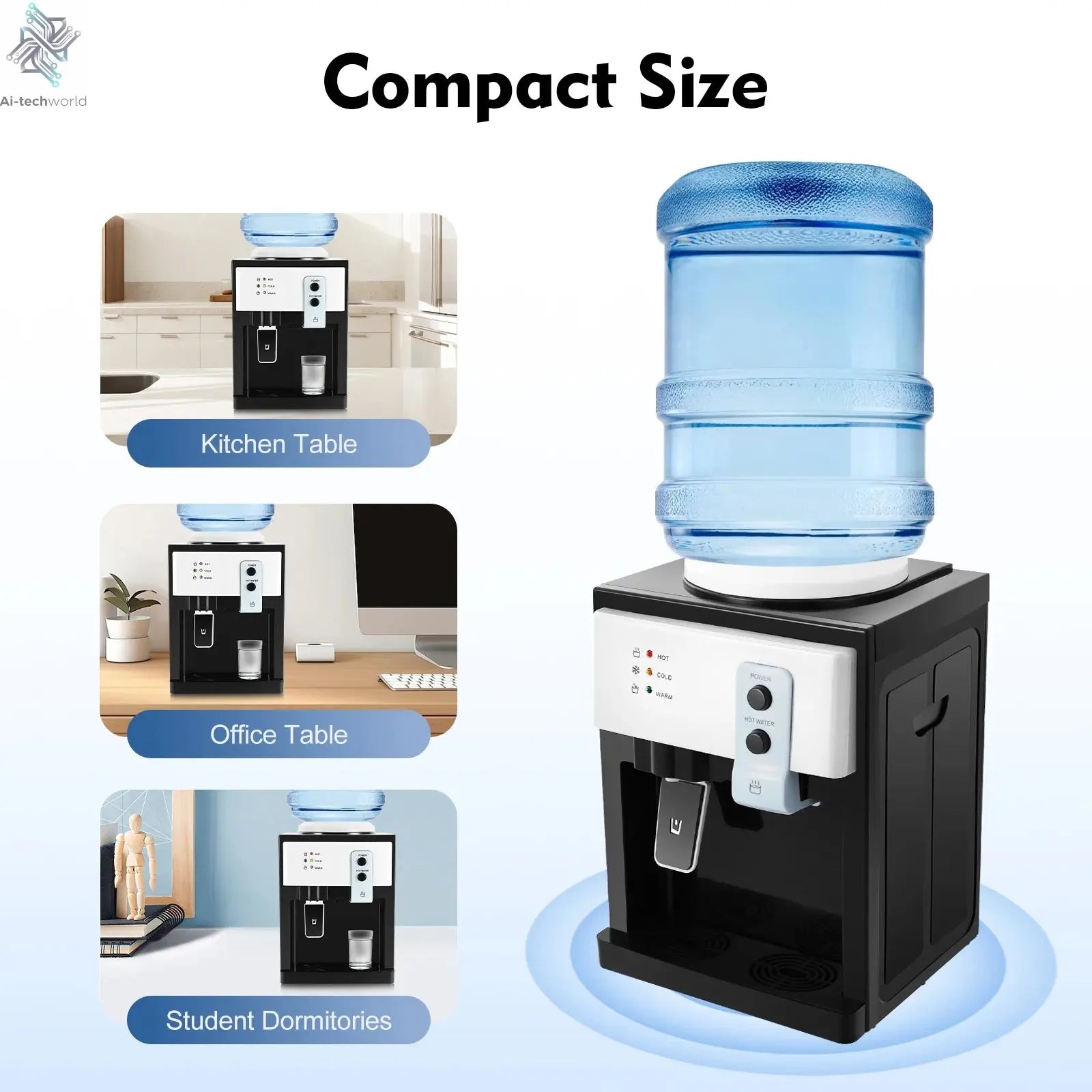 Electric Hot and Cold Water Cooler Dispenser Versatile Desktop Top Loading Water Dispenser for Home Office (110V US / 220V EU) Ai-TechWorld 