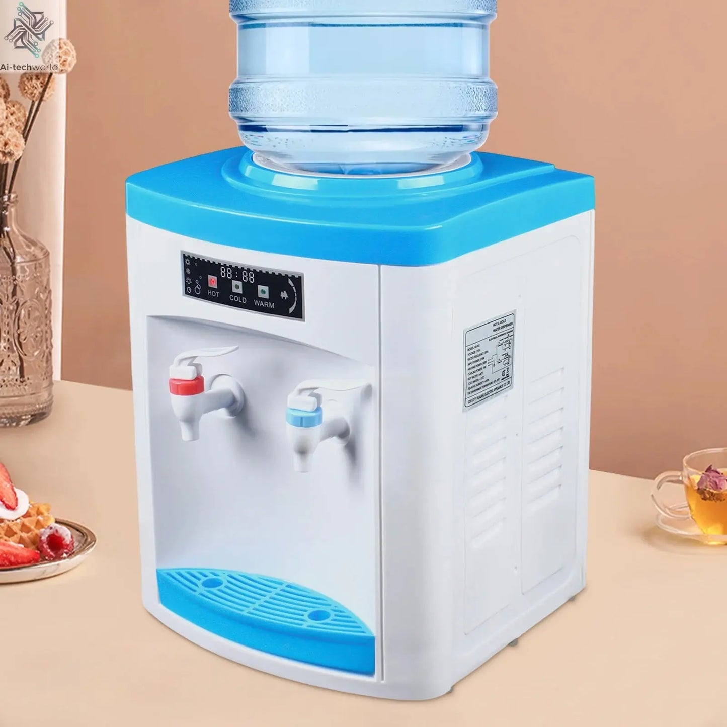 Electric Hot and Cold Water Cooler Dispenser Versatile Desktop Top Loading Water Dispenser for Home Office (110V US / 220V EU) Ai-TechWorld 