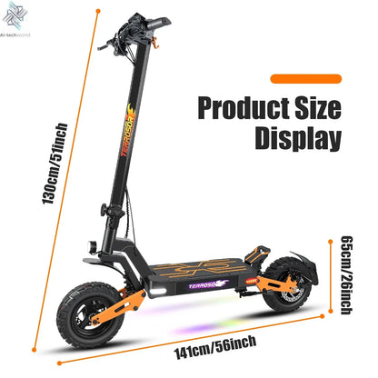 Electric Scooter for Adult, 1200W Motor, Folding E-Scooter Up to 40Mph & 30 Miles Range, 11" Off Road Tire Scooter with Dual Sus Ai-TechWorld 