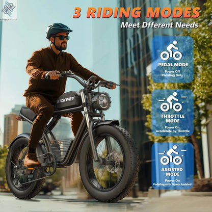 Electric bicycle 20 Inch Fat Tire 32MPH 7 - Speed Mountain electric bike - Ai - TechWorld