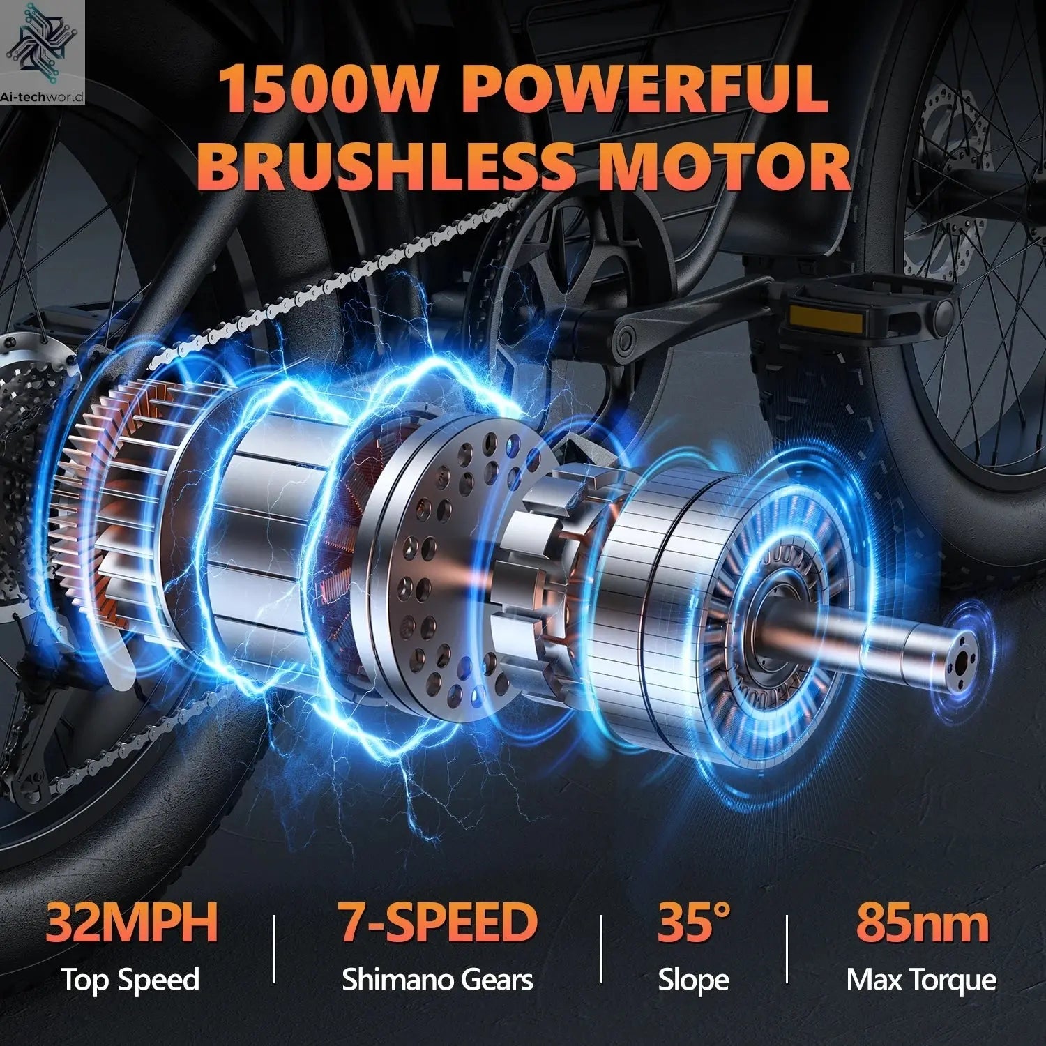 Electric bicycle 20 Inch Fat Tire 32MPH 7 - Speed Mountain electric bike - Ai - TechWorld