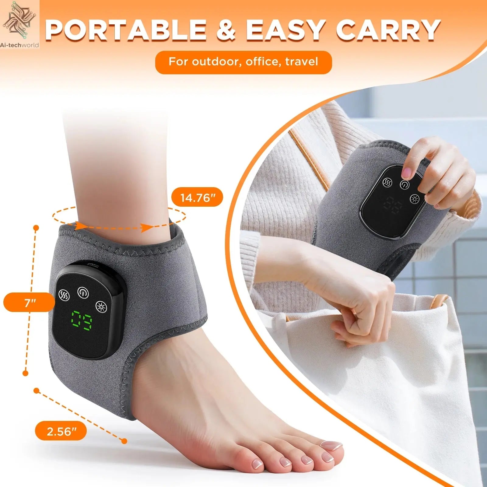 Electric foot and hand massager can vibrate and heat the ankles and ankles, and the bracket joints are portable, which can relax Ai-TechWorld 