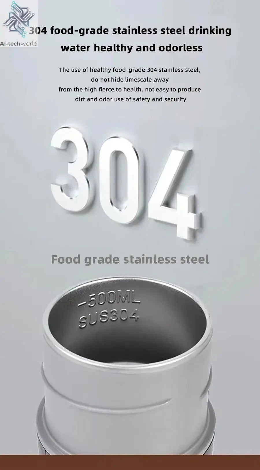 Electric kettle 12V 24V portable car heating cup 500 ml travel heating smart stainless steel insulation artifact OLED display Ai-TechWorld 