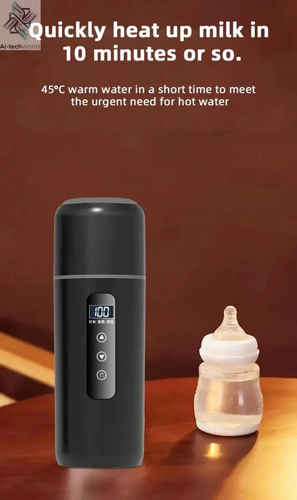 Electric kettle 12V 24V portable car heating cup 500 ml travel heating smart stainless steel insulation artifact OLED display Ai-TechWorld 