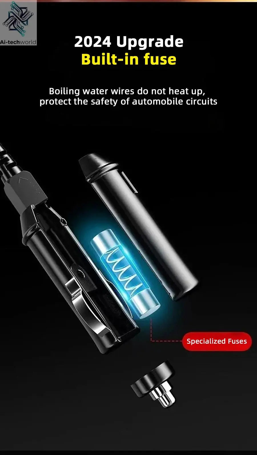 Electric kettle 12V 24V portable car heating cup 500 ml travel heating smart stainless steel insulation artifact OLED display Ai-TechWorld 