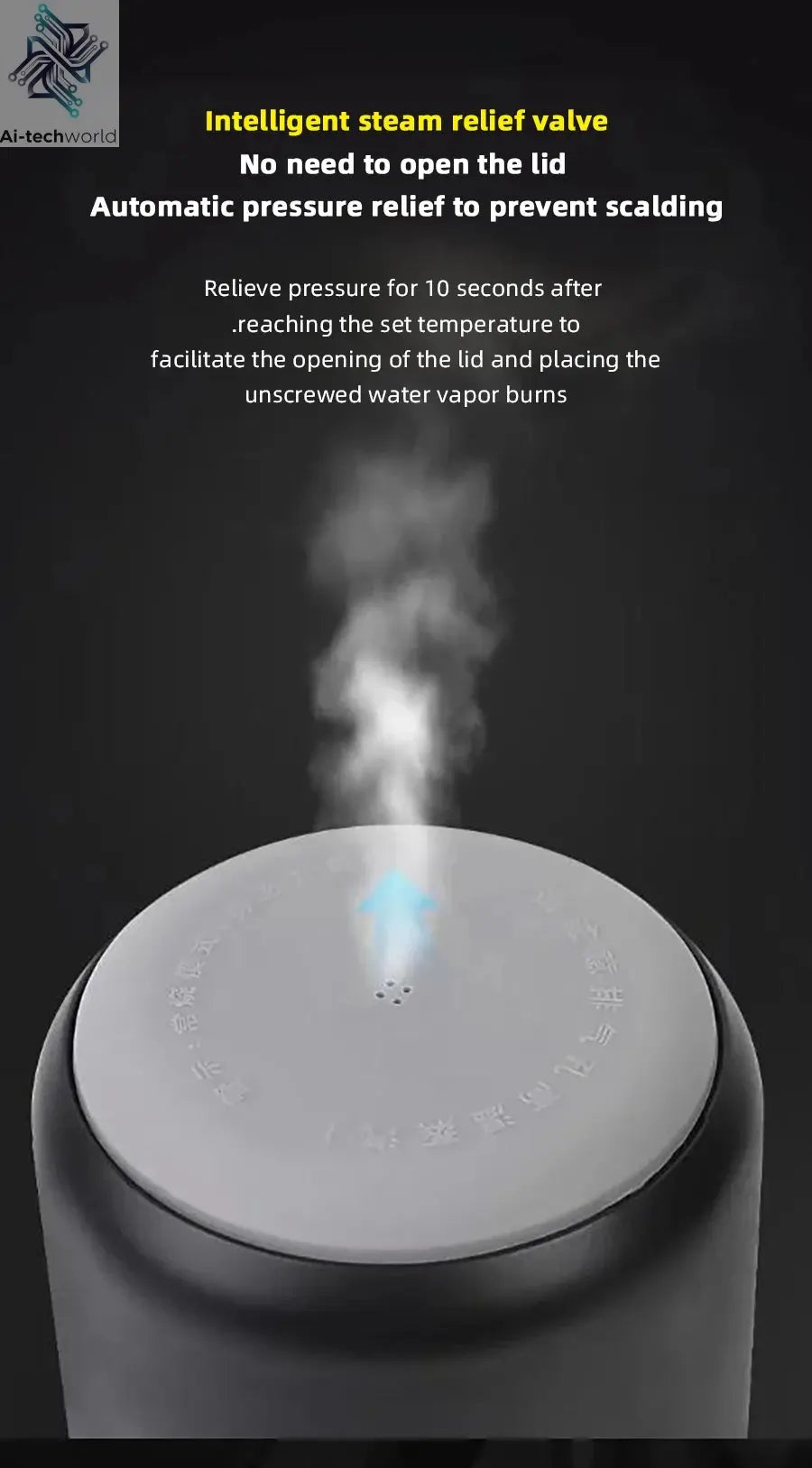 Electric kettle 12V 24V portable car heating cup 500 ml travel heating smart stainless steel insulation artifact OLED display Ai-TechWorld 