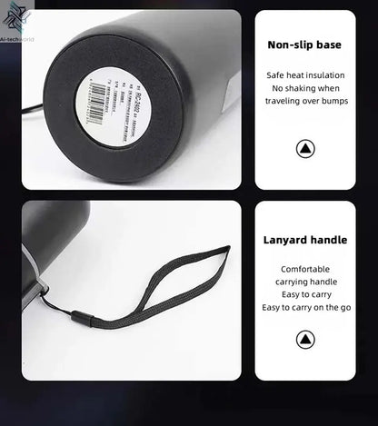 Electric kettle 12V 24V portable car heating cup 500 ml travel heating smart stainless steel insulation artifact OLED display Ai-TechWorld 