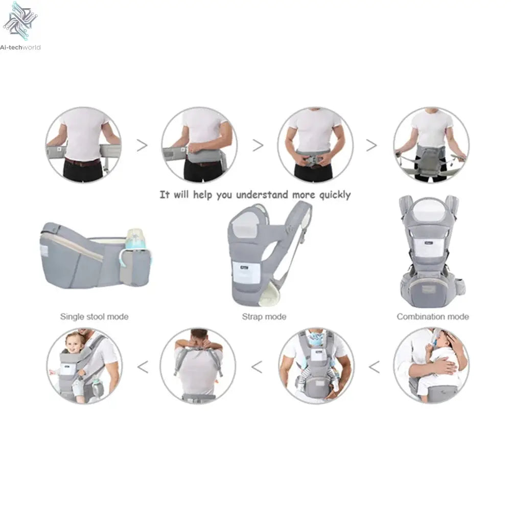 Ergonomic Baby Carrier Backpack Infant Baby Hipseat Carrier Front Facing Ergonomic Kangaroo Baby Wrap Sling Travel Backpack Ai-TechWorld 