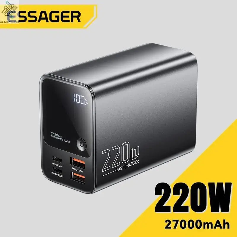 Essager 27000mAh Power Bank 220W PD Fast Charging Fast Charge External Battery Portable PowerBank For iPhone Macbook Pro Laptop Ai-TechWorld 