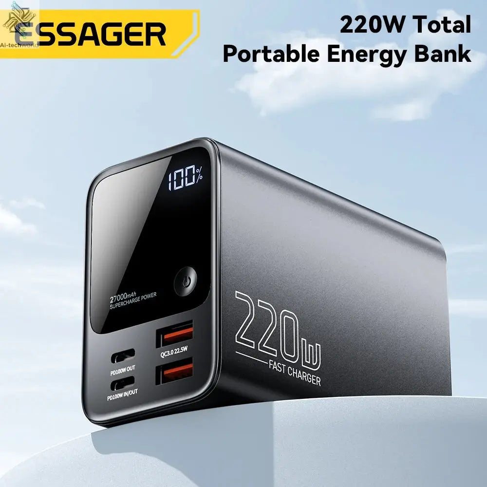 Essager 27000mAh Power Bank 220W PD Fast Charging Fast Charge External Battery Portable PowerBank For iPhone Macbook Pro Laptop Ai-TechWorld 