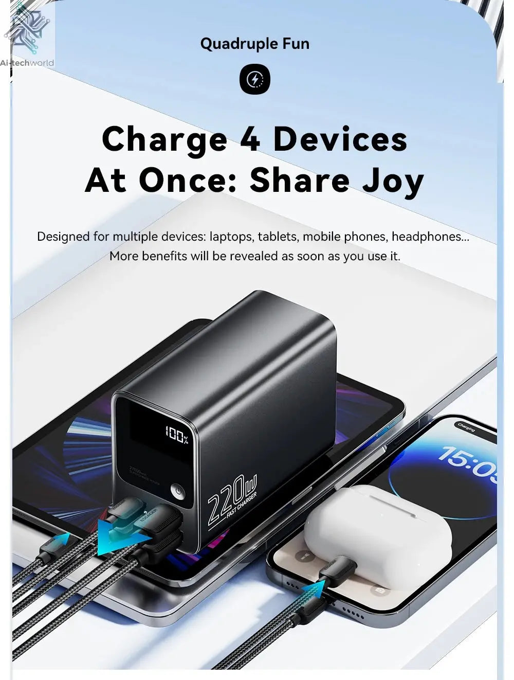 Essager 27000mAh Power Bank 220W PD Fast Charging Fast Charge External Battery Portable PowerBank For iPhone Macbook Pro Laptop Ai-TechWorld 