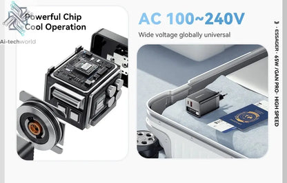 Essager 65W GaN Charger with Retractable Cable PD Fast Charging for Laptop Macbook iPhone 16 15 14 Xiaomi Type-C Phone Charger Ai-TechWorld 