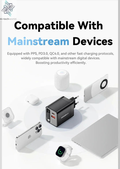 Essager 65W GaN Charger with Retractable Cable PD Fast Charging for Laptop Macbook iPhone 16 15 14 Xiaomi Type-C Phone Charger Ai-TechWorld 
