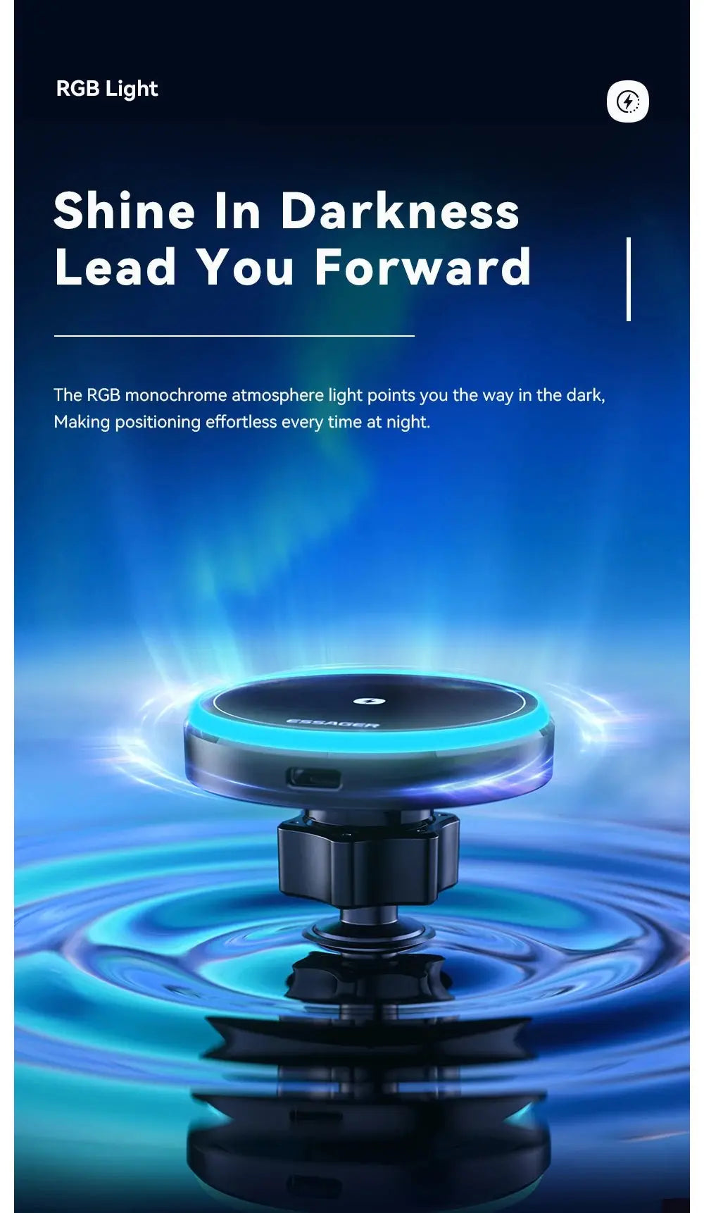 Essager Magnetic Car Phone Holder 15W Wireless Charger Stand For iPhone 17 16 15 14 Max Car Mount Charger for Magsafe LED Light - Ai - TechWorld